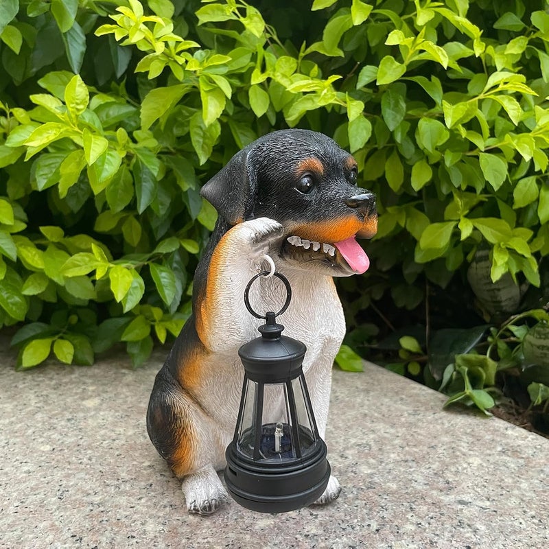 halp·ssfm Solar Garden Statues Dog Figurine with LED Light Lantern Outdoor Art Decor for Patio Lawn Yard Housewarming Home Ornaments Gifts for Dog Lovers Mom Grandma Women - Image 4